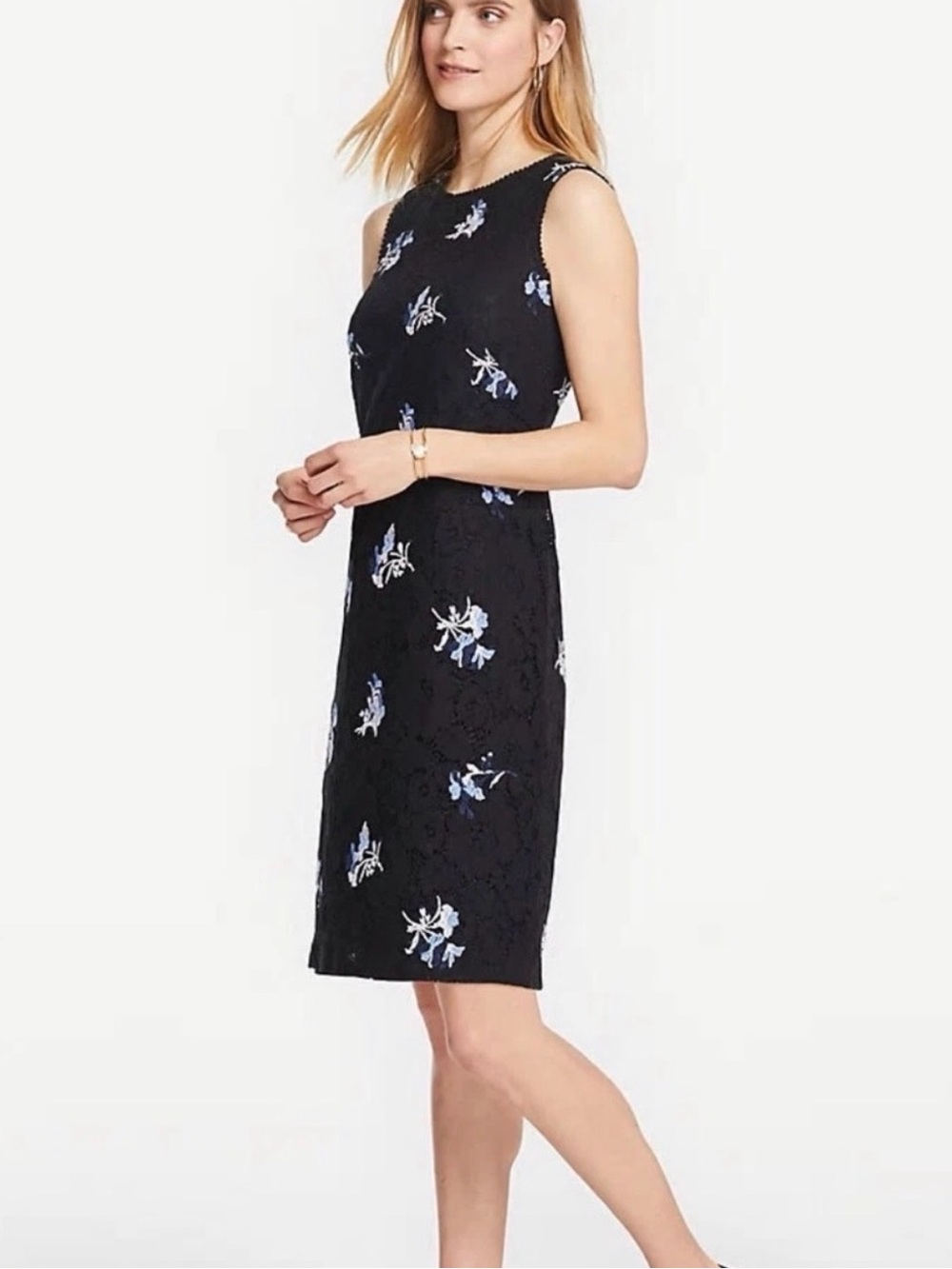 NWT Ann Taylor Floral Embroidered
Lace Sheath Dress Women's
Size 4 Petite